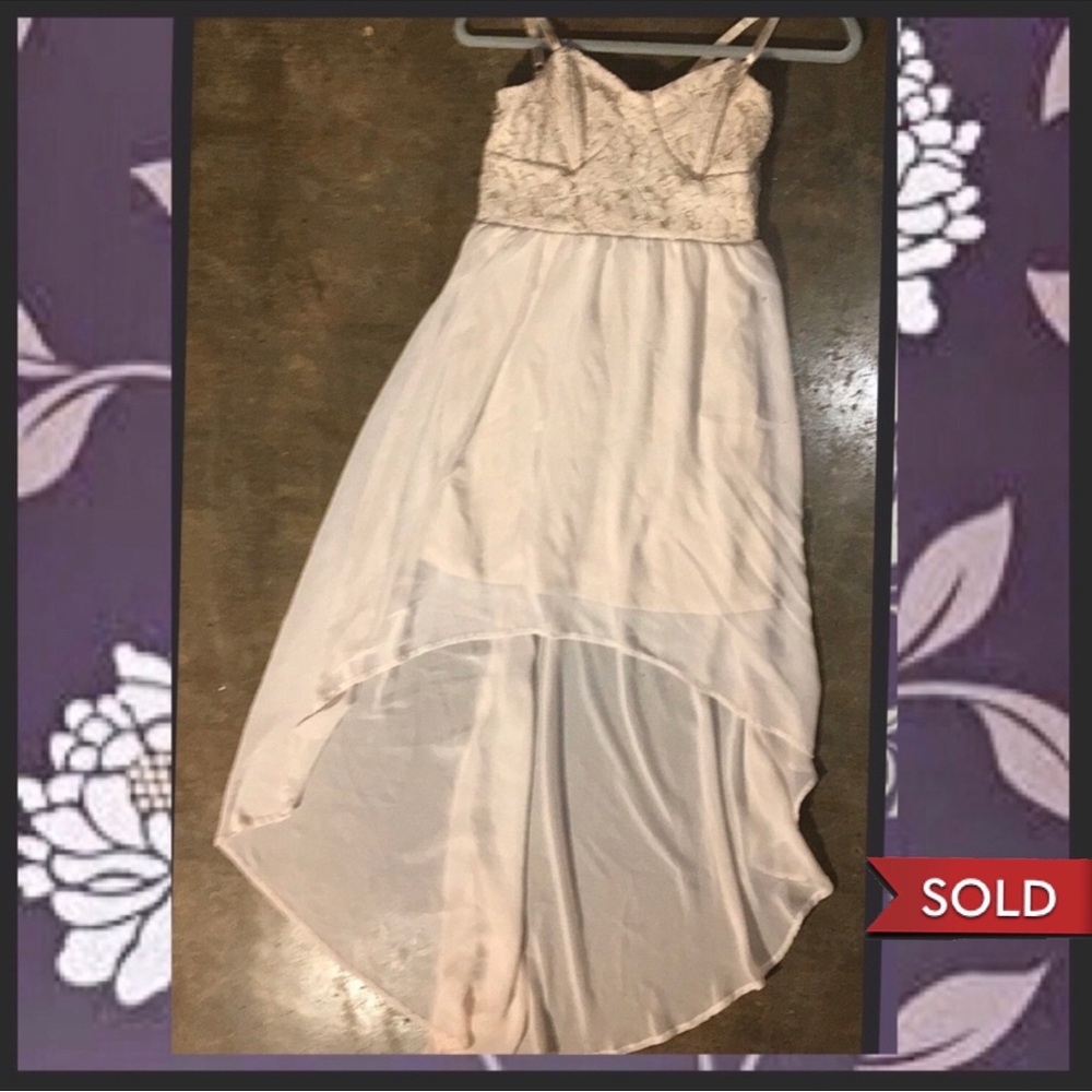 Sheer cream high low dress, by Forever 21, size M